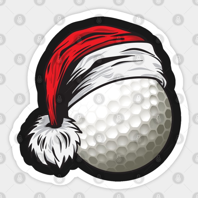 Christmas Golf Ball With Santa Hat Funny Sport X-mas graphic Sticker by theodoros20